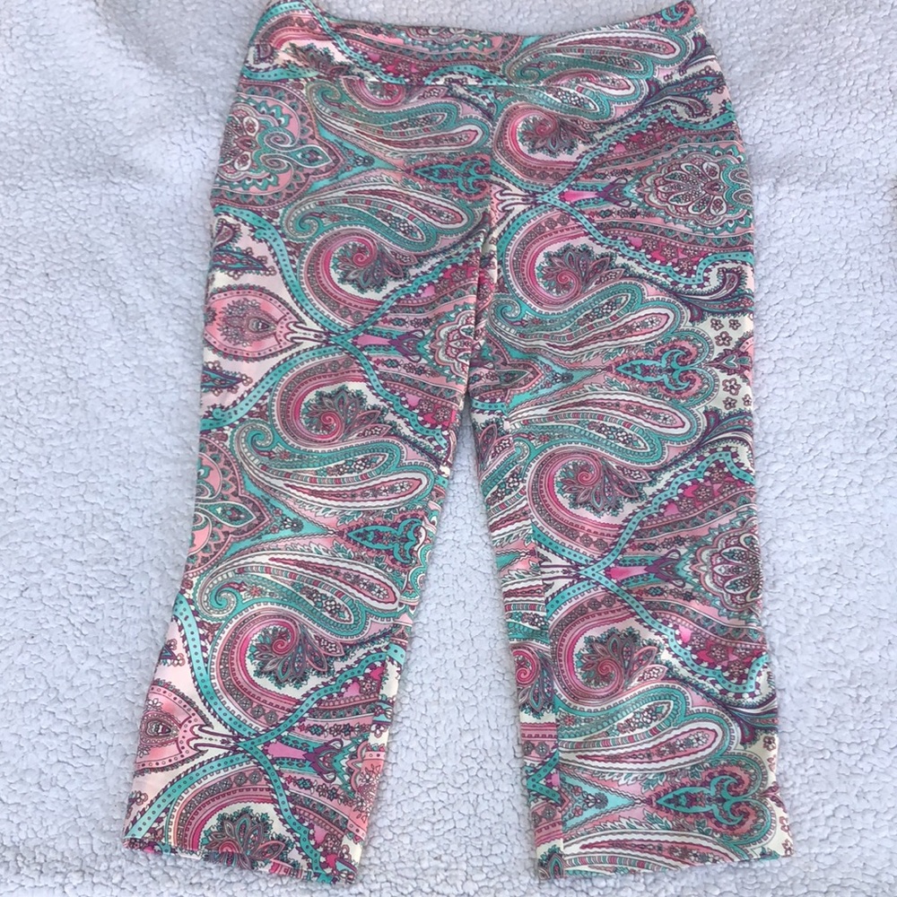 Boston Proper cropped pants floral paisley print capri size 12 cotton